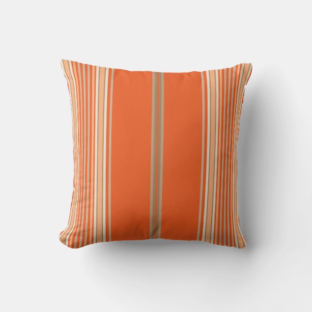 Orange, Tan and White Stripes on a Pillow (Front)