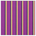[ Thumbnail: Orange, Tan, Black, and Purple Lines Fabric ]