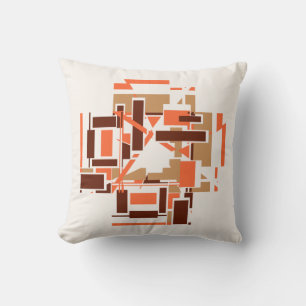 Orange Tan Brown Southwest Look Labyrinth Mosaic  Throw Pillow