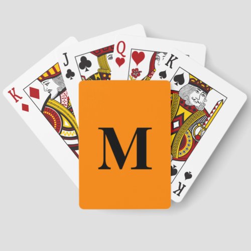 Orange Tangerine Black Monograms Name Gift Favor Playing Cards