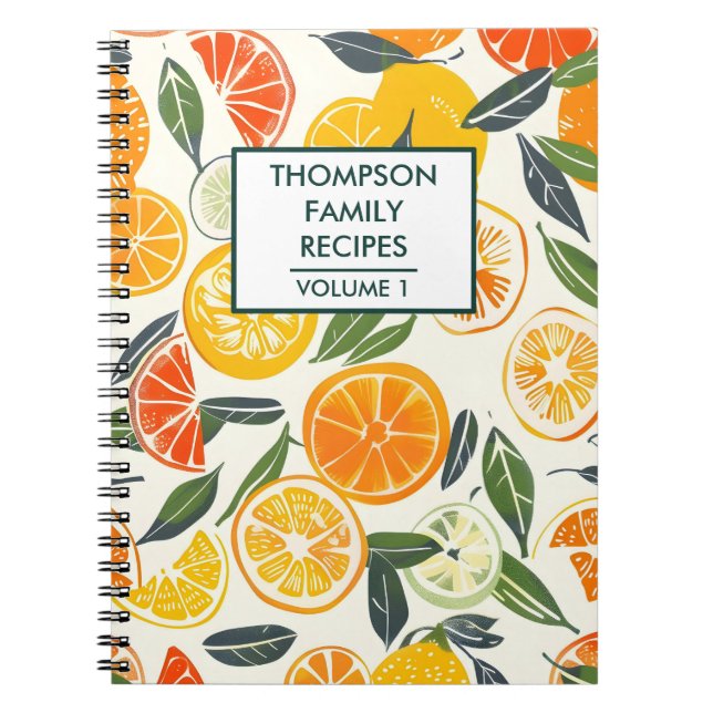 orange tangerine citrus fruits Personalized Recipe Notebook (Front)