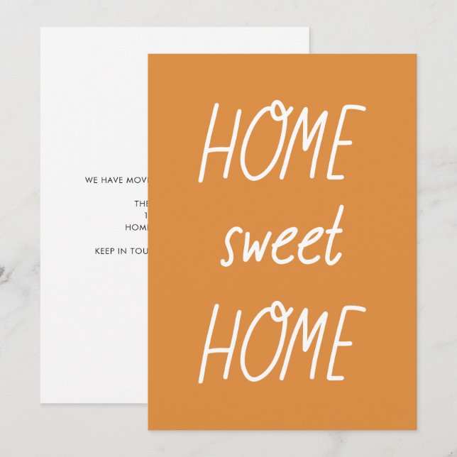 Orange Tangerine Script Home Sweet Home Moving Announcement (Front/Back)