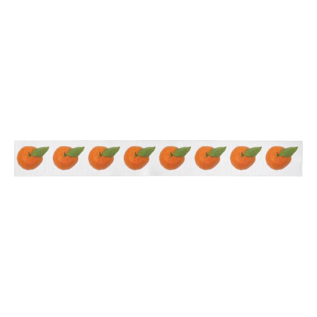 Orange tangerine with green leaf grosgrain ribbon (Front)