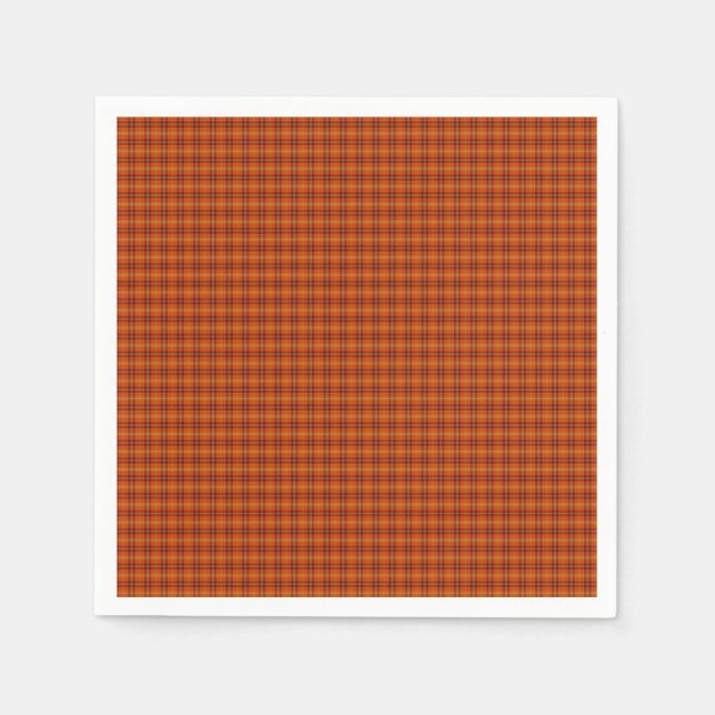 Orange Tartan Paper Napkins (Front)