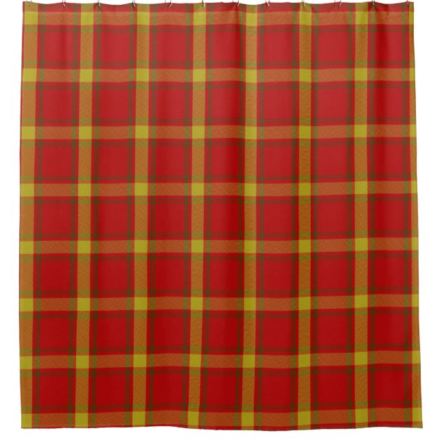 Orange Tartan Plaid Scottish Kilt Shower Curtain (Front)