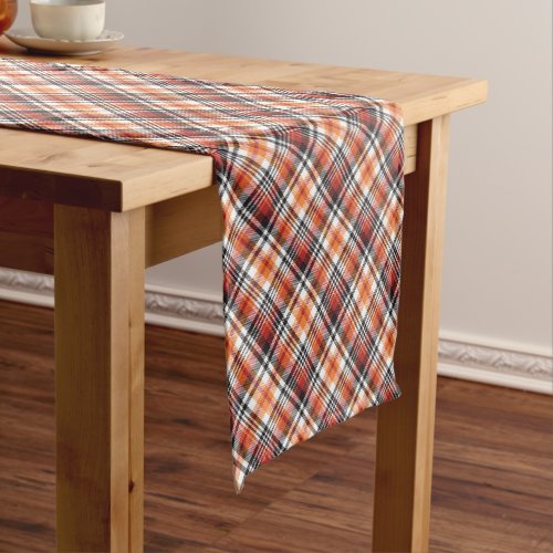 Orange Tartan Plaid  Short Table Runner