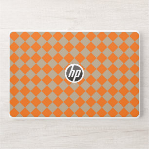 Orange Taupe Checker Diamond Pattern HP Laptop Skin