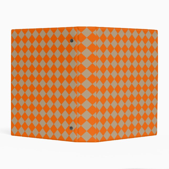 Orange Taupe Checker Diamond Pattern Mini Binder (Background)