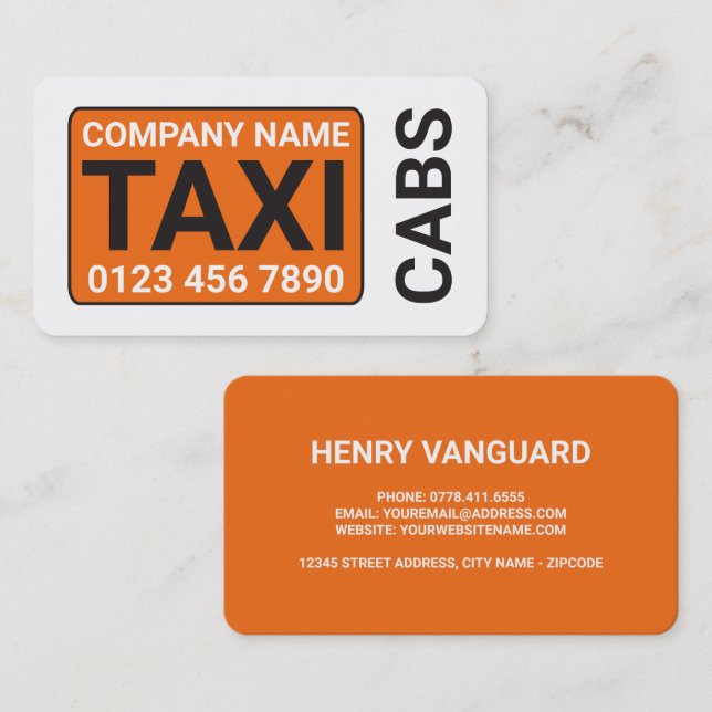 Orange Taxi Cab Business Card (Front/Back)