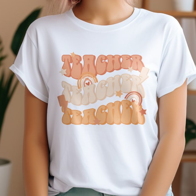 Orange Teacher Teacher Teacher Retro T-Shirt (Creator Uploaded)