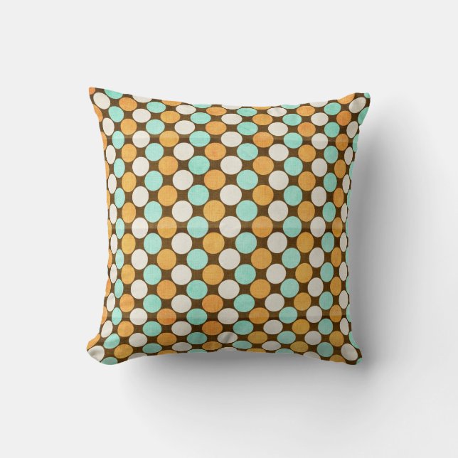 Orange Teal and Brown Throw Pillow (Front)