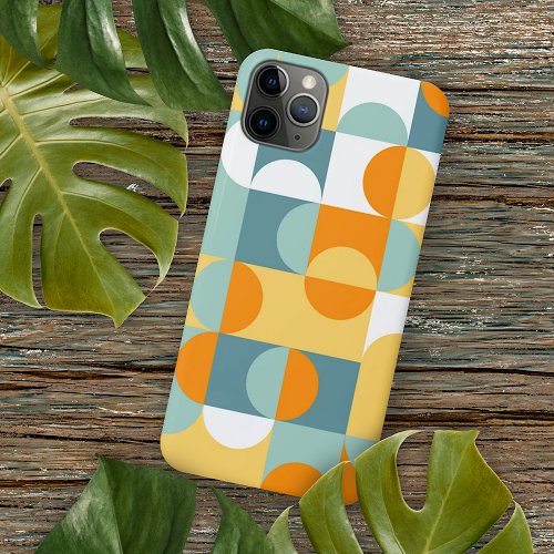 Orange Teal Blue Seafoam Green Retro Art Pattern iPhone 11 Pro Max Case