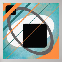 Orange Teal Geometric Canvas Design AP0011 Poster
