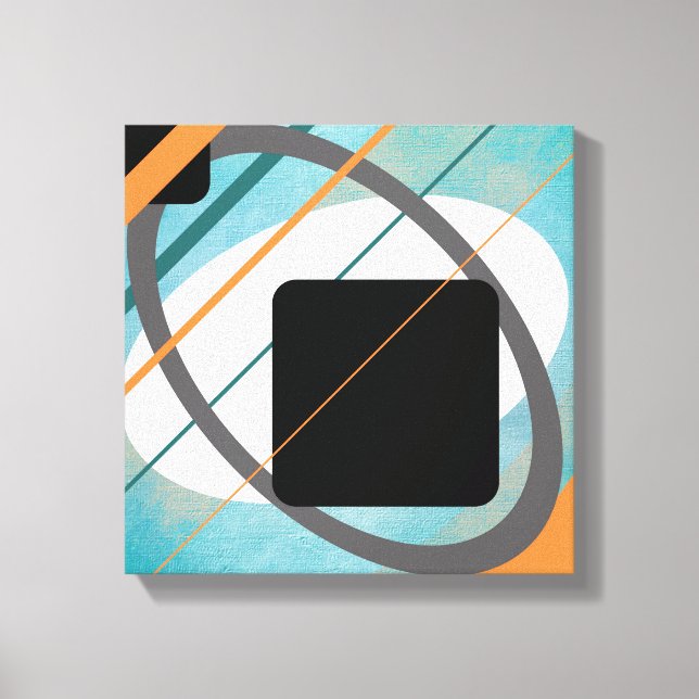 Orange & Teal Geometric Design Wrapped Canvas Print (Front)