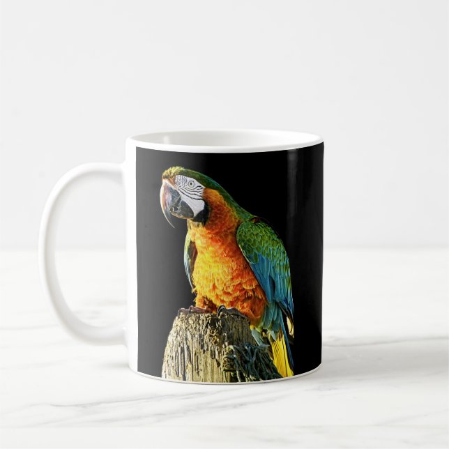 Orange Teal & Green Parrot Animal Photography Coffee Mug (Left)