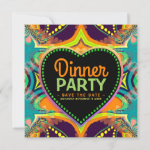 Orange Teal Groovy Hippie Bohemian Themed Party