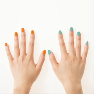 Orange Teal Modern Fun Minx Nail Art