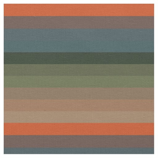 Orange, Teal & Olive Earthy Stripes Fabric