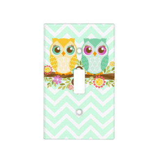 Orange & Teal Owls Light Switch Cover