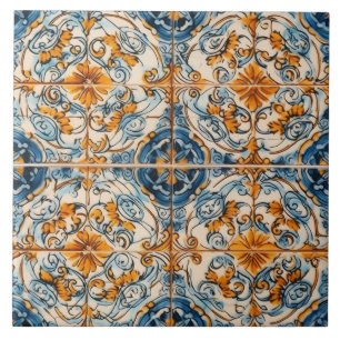 Orange Teal Portuguese Tiles for Timeless Beauty