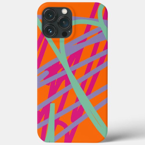 Orange Teal Purple Pink Lines Scribbles Artsy Fun iPhone 13 Pro Max Case