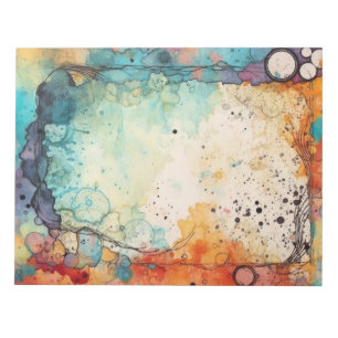 Orange,Teal, Purple watercolor splashes page Notepad