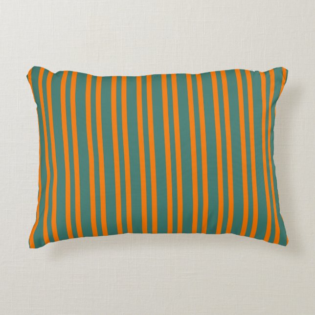 Orange Teal Stripes Seamless Pattern Accent Pillow (Front)