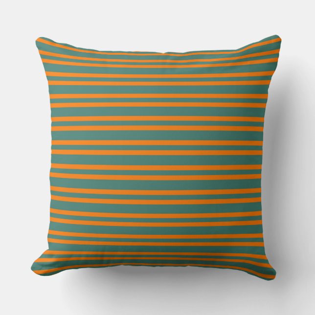 Orange Teal Stripes Seamless Pattern Throw Pillow (Front)
