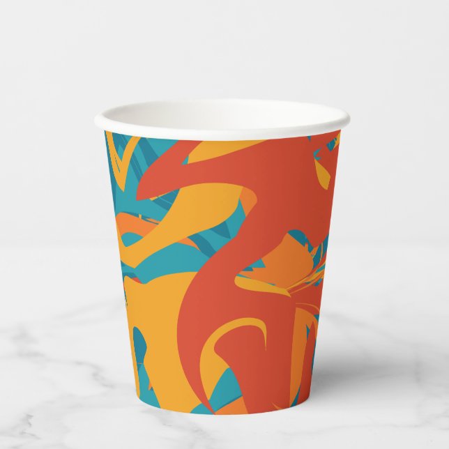 Orange & Teal Thanksgiving Paper Cups (Front)