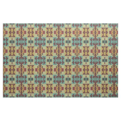 Orange Teal Turquoise Green Dark Red Ethnic Look Fabric