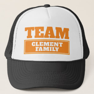 Orange team personalized team name or family name trucker hat