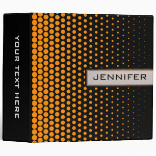 Orange Techno Dots Elegant Modern Black Binder