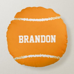 Orange Tennis Ball Design Round Pillow