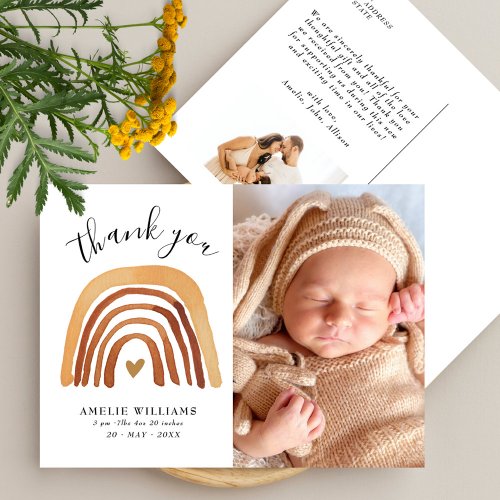 Orange Terracotta Boho Rainbow Baby Shower 2 Photo Postcard