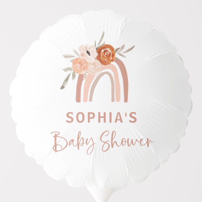 Orange Terracotta Boho | Rainbow Baby Shower Balloon (Front)