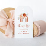 Orange Terracotta Boho | Rainbow Baby Shower Gift Tags<br><div class="desc">These adorable baby shower gift tags feature trendy boho style and trendy handwritten script that says "thank you." A terracotta and neutral cute painted rainbow is decorated with orange and peach watercolor flowers on a simple white background.</div>