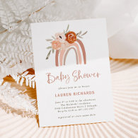 Orange Terracotta Boho | Rainbow Baby Shower Invitation