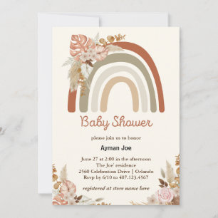 Orange Terracotta Boho   Rainbow Baby Shower Invitation