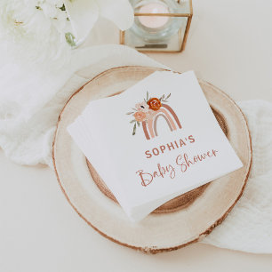 Orange Terracotta Boho   Rainbow Baby Shower Napkins