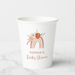 Orange Terracotta Boho | Rainbow Baby Shower Paper Cups