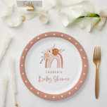 Orange Terracotta Boho | Rainbow Baby Shower Paper Plates<br><div class="desc">These adorable baby shower paper plates feature trendy boho style and trendy handwritten script. A terracotta and neutral cute painted rainbow is decorated with orange and peach watercolor flowers on a simple white background with a polka dot,  terracotta border.</div>