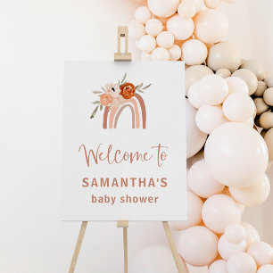 Orange Terracotta Boho Rainbow Baby Shower Welcome Foam Board