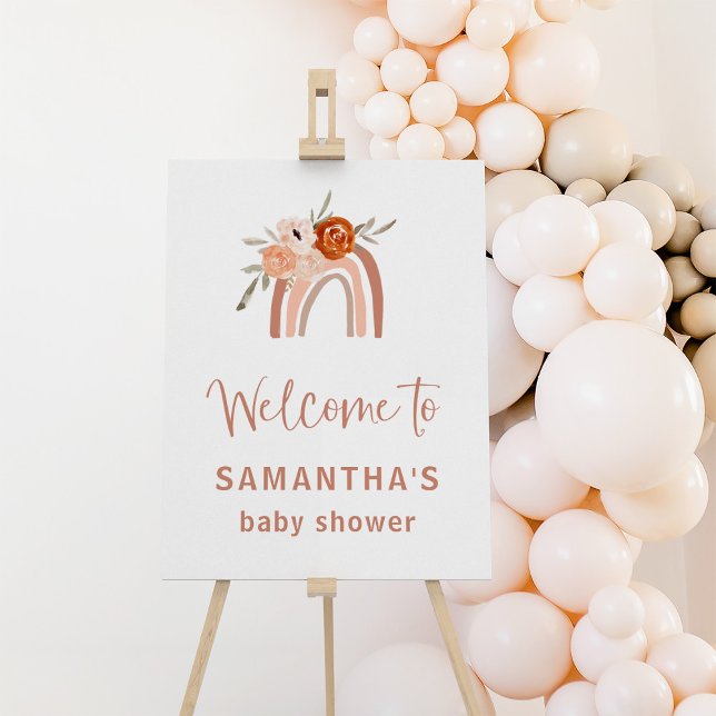 Orange Terracotta Boho Rainbow Baby Shower Welcome Foam Board (The sweetest welcome sign for your boho baby shower!)
