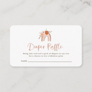 Orange Terracotta Boho Rainbow Diaper Raffle Enclosure Card