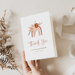 Orange Terracotta Boho | Rainbow Letterpress Thank You Card