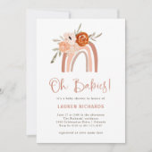 Orange Terracotta Boho | Rainbow Oh Babies Shower Invitation (Front)