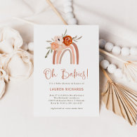 Orange Terracotta Boho | Rainbow Oh Babies Shower Invitation