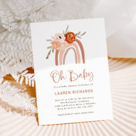 Orange Terracotta Boho | Rainbow Oh Baby Shower Invitation