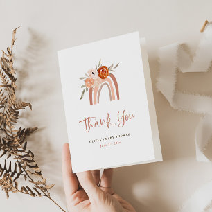 Orange Terracotta Boho Rainbow Thank You Card