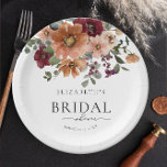 Orange Terracotta Burgundy Floral Bridal Shower Paper Plates<br><div class="desc">Perfect for a fall celebration, this item not only sets the mood, but also reflects the deep emotions of love and joy associated with a bridal shower. The timeless design promises to make a memorable first impression, leaving your guests looking forward to your special day. Whether you're planning a large...</div>